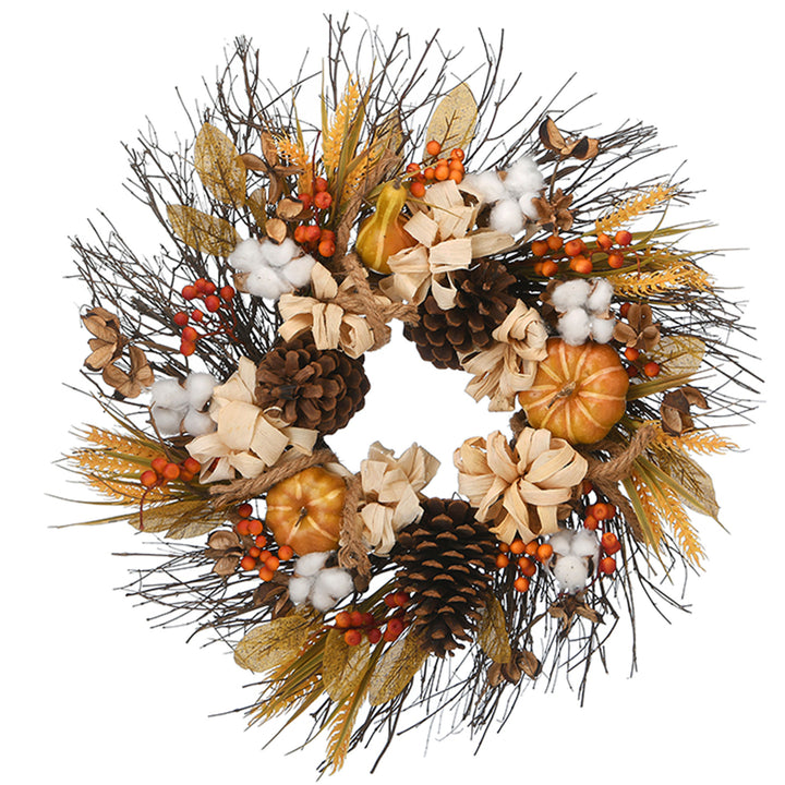 National Tree Company Artificial Autumn Wreath, Decorated with Pinenuts, Gourds, Berry Clusters, Pinecones, Assorted Leaves, Autumn Collection, 22 in