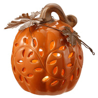 6 in. Halloween Ceramic Pumpkin Decoration with LED Lights - National Tree Company