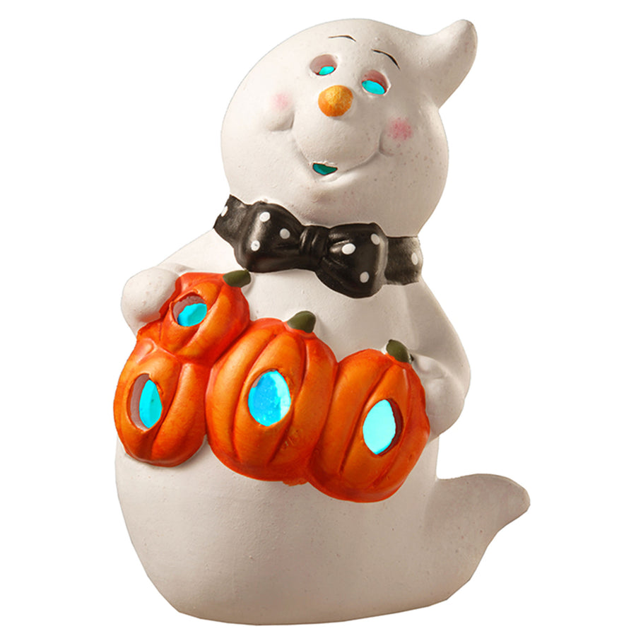 6 in. Halloween BOO Smiling Ghost Decoration with LED Lights - National Tree Company