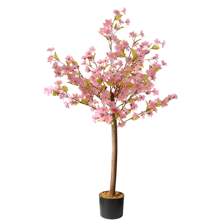 National Tree Company Artificial Potted Plant, Cherry Blossom, Decorated with Pink Flower Blooms, Leaves, Includes Black Pot Base, Spring Collection, 4 Feet