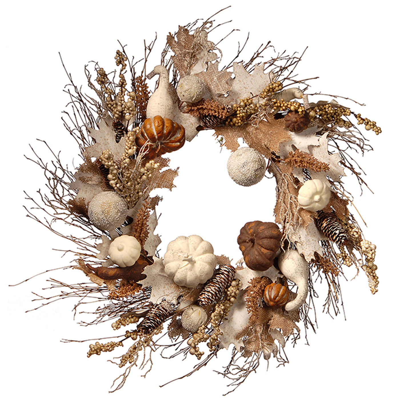 28 in. White Accent Autumn Wreath - National Tree Company