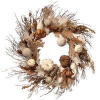 28 in. White Accent Autumn Wreath - National Tree Company