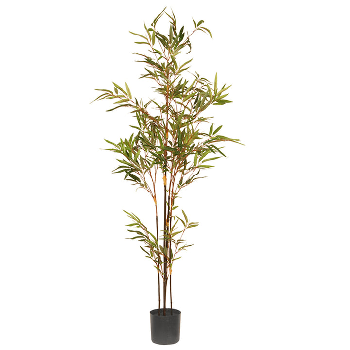 Artificial Potted Tree, Black Bamboo, Decorated with Leaves, Simulated Soil, Includes Black Pot Base, Spring Collection, 4 Feet
