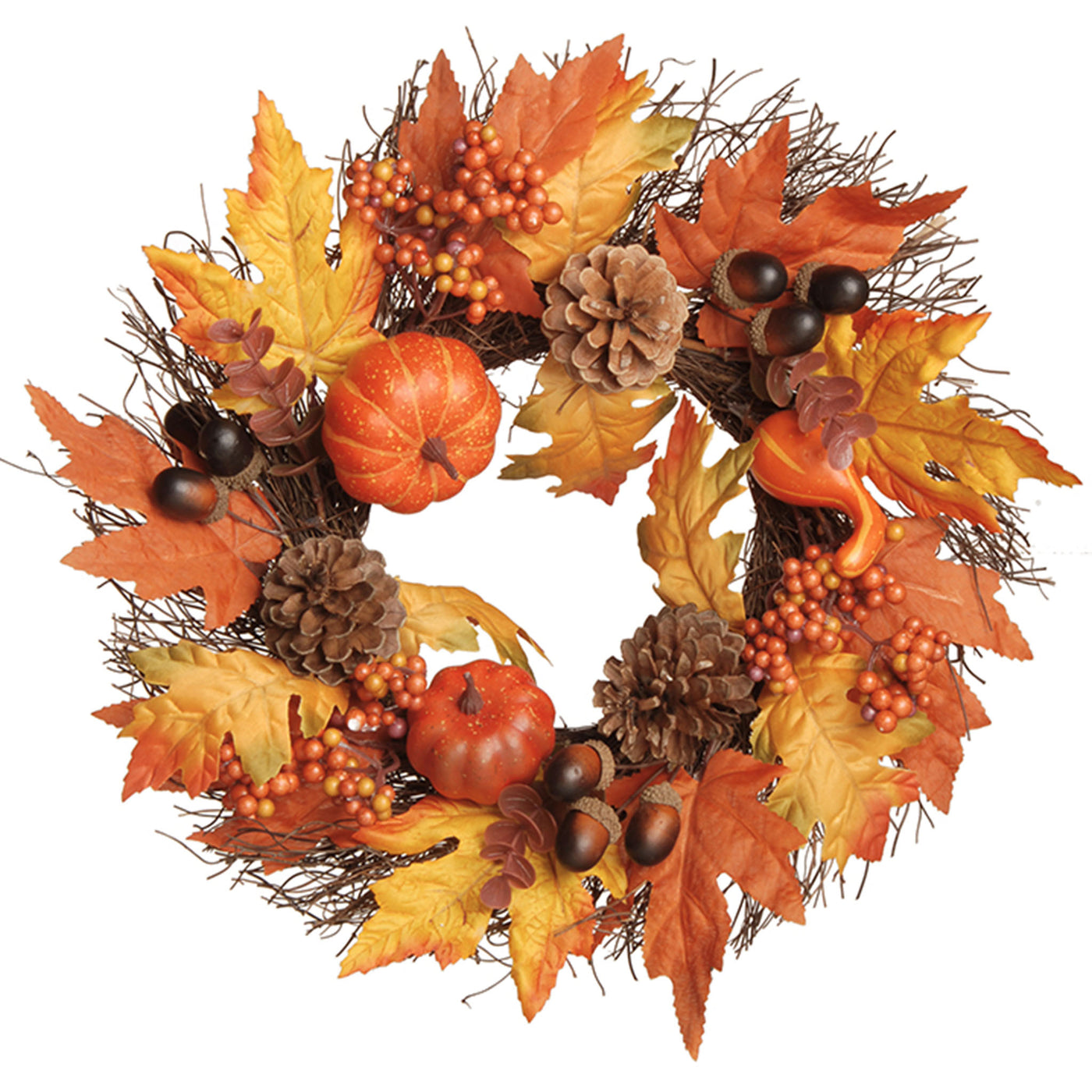 15 in. Pumpkins and Maple Leaves Wreath - National Tree Company