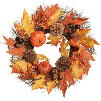 15 in. Pumpkins and Maple Leaves Wreath - National Tree Company