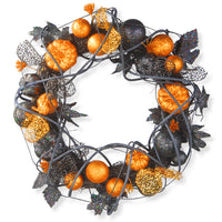 20 in. Halloween Spooky Wreath with Pumpkins and Ornaments - National Tree Company
