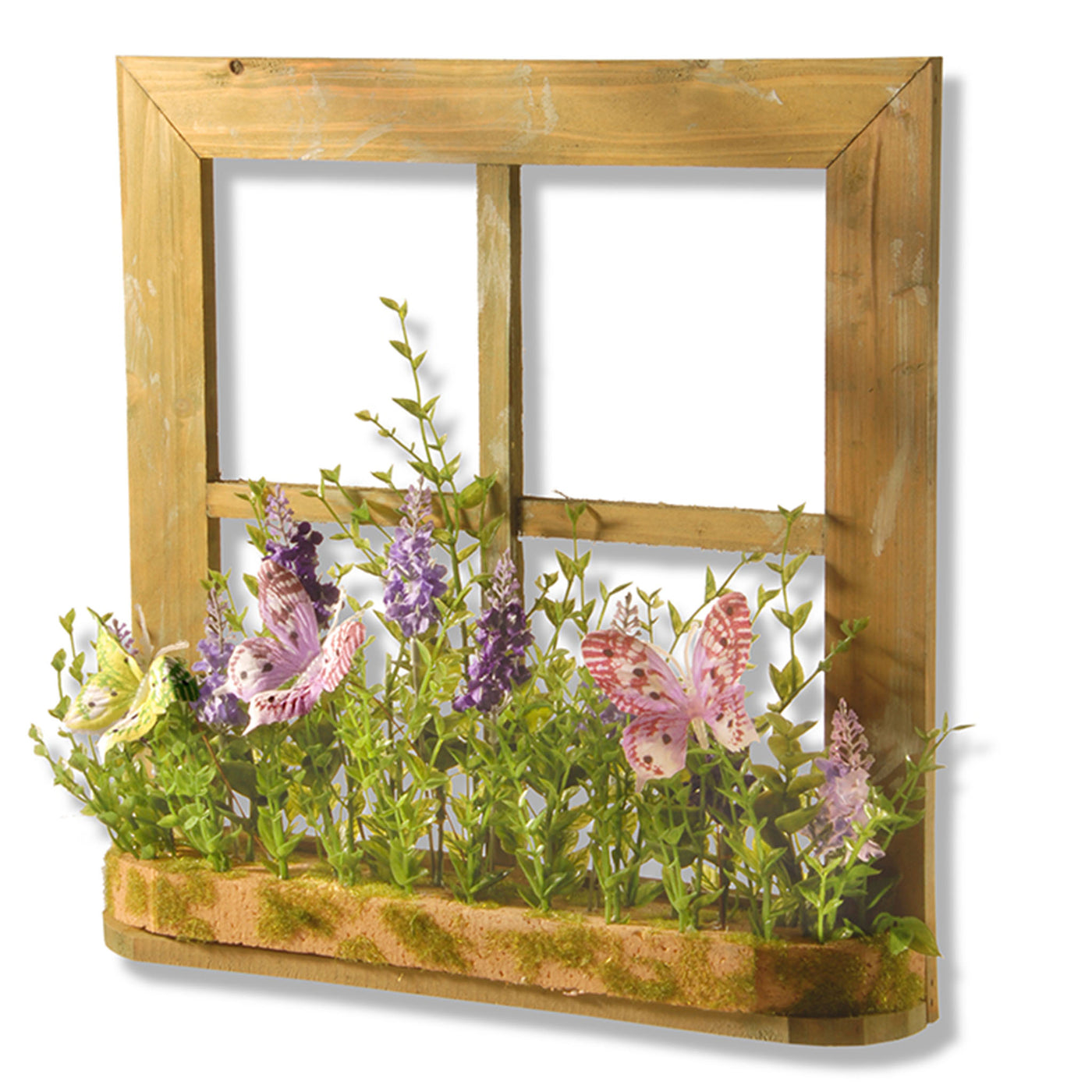 14 in. Spring Lavender Flowers and Butterflies Window Decoration - National Tree Company