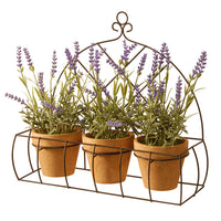 13 in. Spring 3 Potted Plants with Lavender Plants, Classic Pot Bases, Ornate Metal Holder - National Tree Company