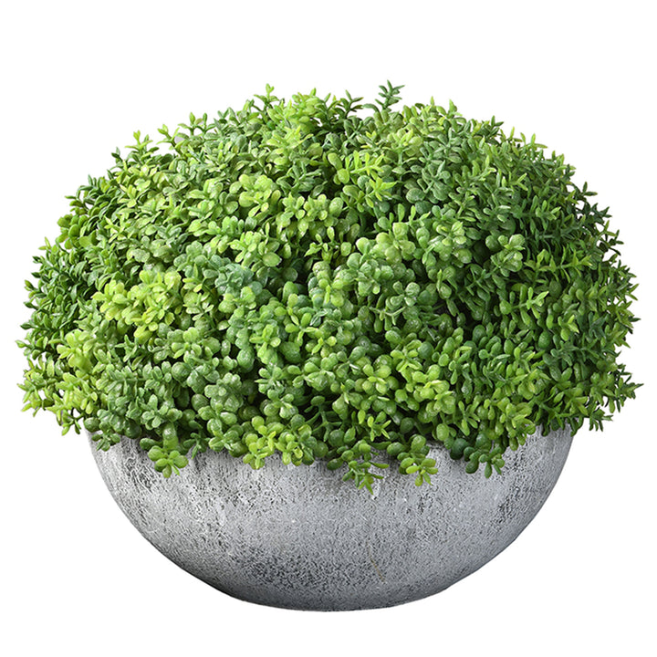 Artificial Globe Topiary, Green, Includes Distressed Pot Base, Spring Collection, 11 Inches