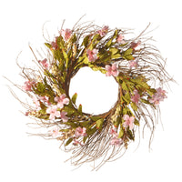 22 in. Spring Wreath with Dogwood Flowers, Leafy Greens - National Tree Company