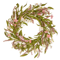 22 in. Spring Wreath with Flower Blooms, Seed Pods, Leafy Greens - National Tree Company