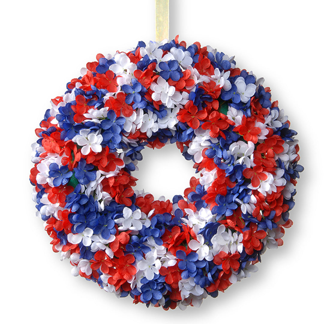 14" Patriotic Hydrangea Wreath