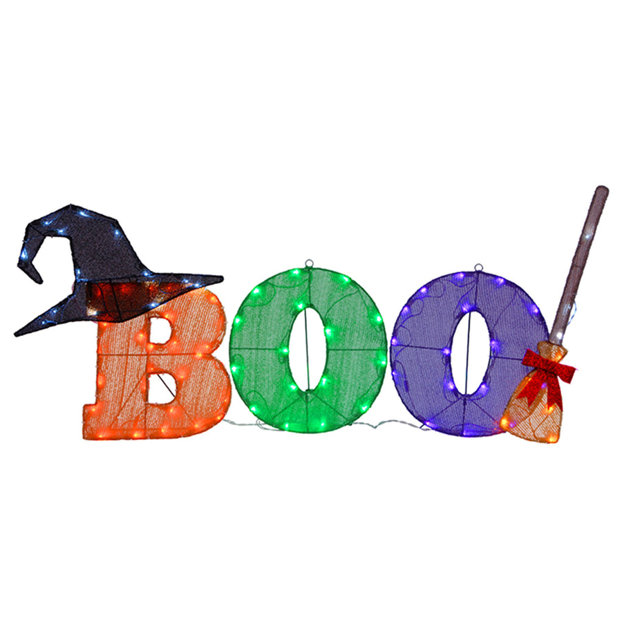 23 in. Halloween Pre-Lit BOO Light Up Sign Outdoor Decoration with LED Lights - National Tree Company