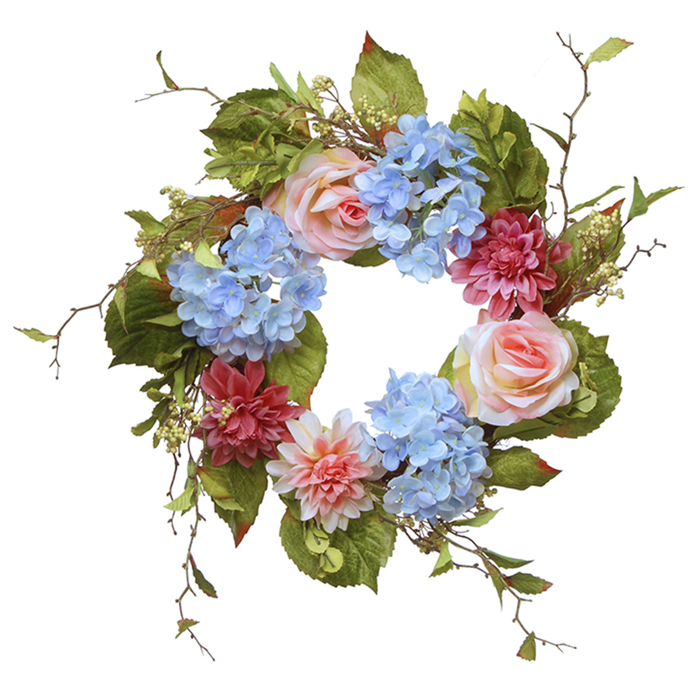 23 in. Spring Wreath with Hydrangea, Rose and Dahlia - National Tree Company