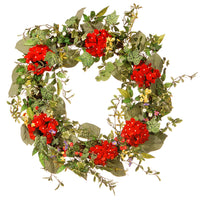 32 in. Spring Wreath with Red Flower Blooms, Flowing Green Stems - National Tree Company