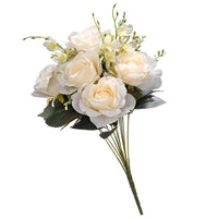 19 in. Spring Floral Bouquet with Cream Rose Blooms, Seed Pods, Leafy Greens - National Tree Company