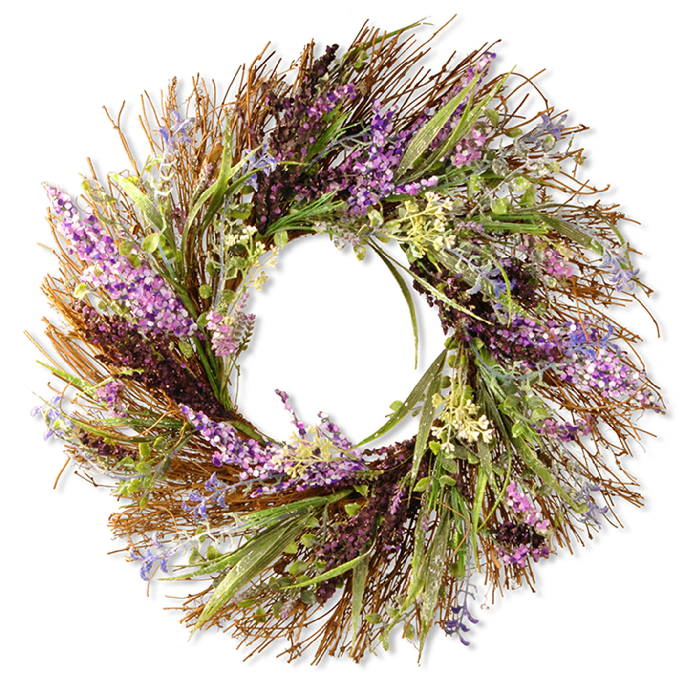 22 in. Spring Wreath with Mixed Leaves, Seed Pods - National Tree Company