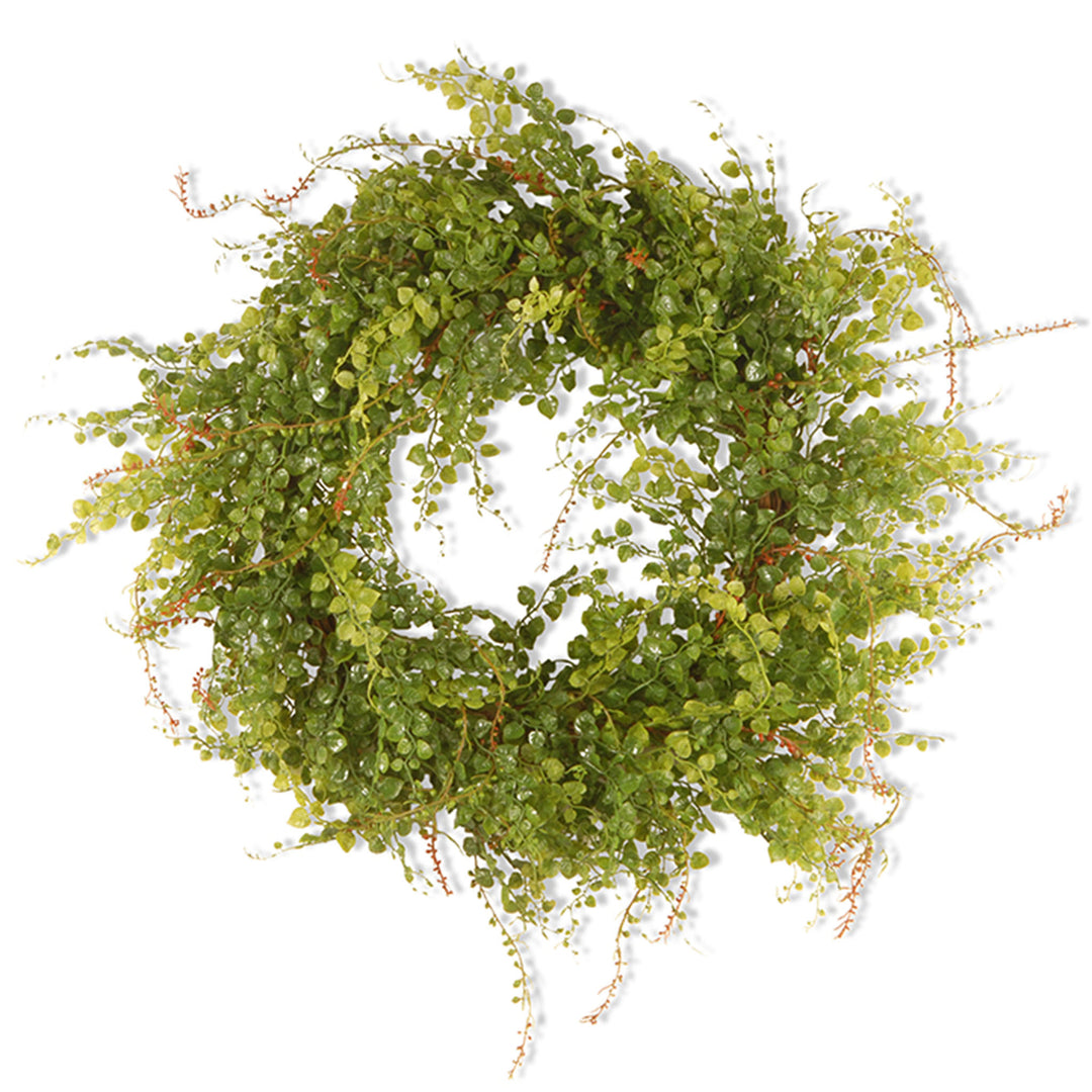 National Tree Company Artificial Hanging Wreath, Green, Woven Branch Base, Decorated with Boxwood Flowers, Spring Collection, 22 Inches