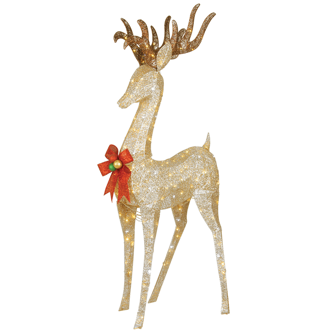 74 in. Pre-lit Crystal Champagne Standing Buck - National Tree Company