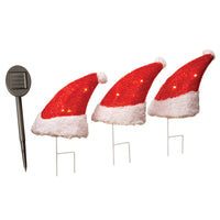 18 in. 3-Piece Solar Lit Santa Hats - National Tree Company