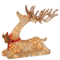 31 in. Sisal Splendor Champagne Lying Deer - National Tree Company