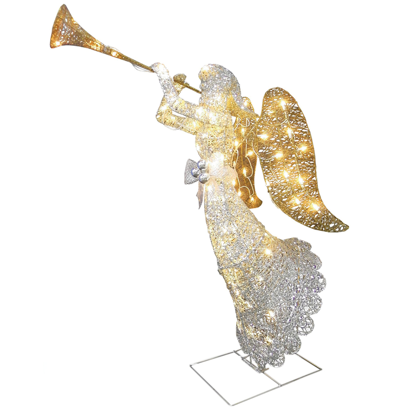 48 in. Silver Angel Decor with White LED Lights - National Tree Company