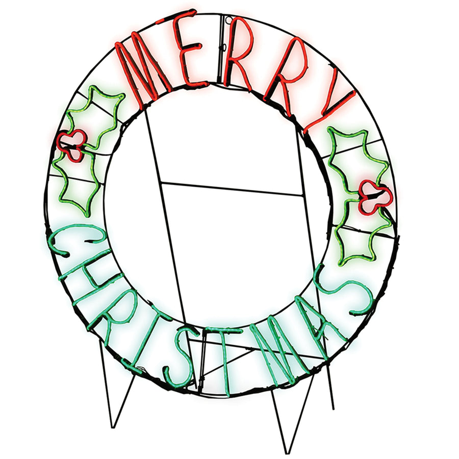 41 in. Red & Green LED Merry Christmas Wreath - National Tree Company
