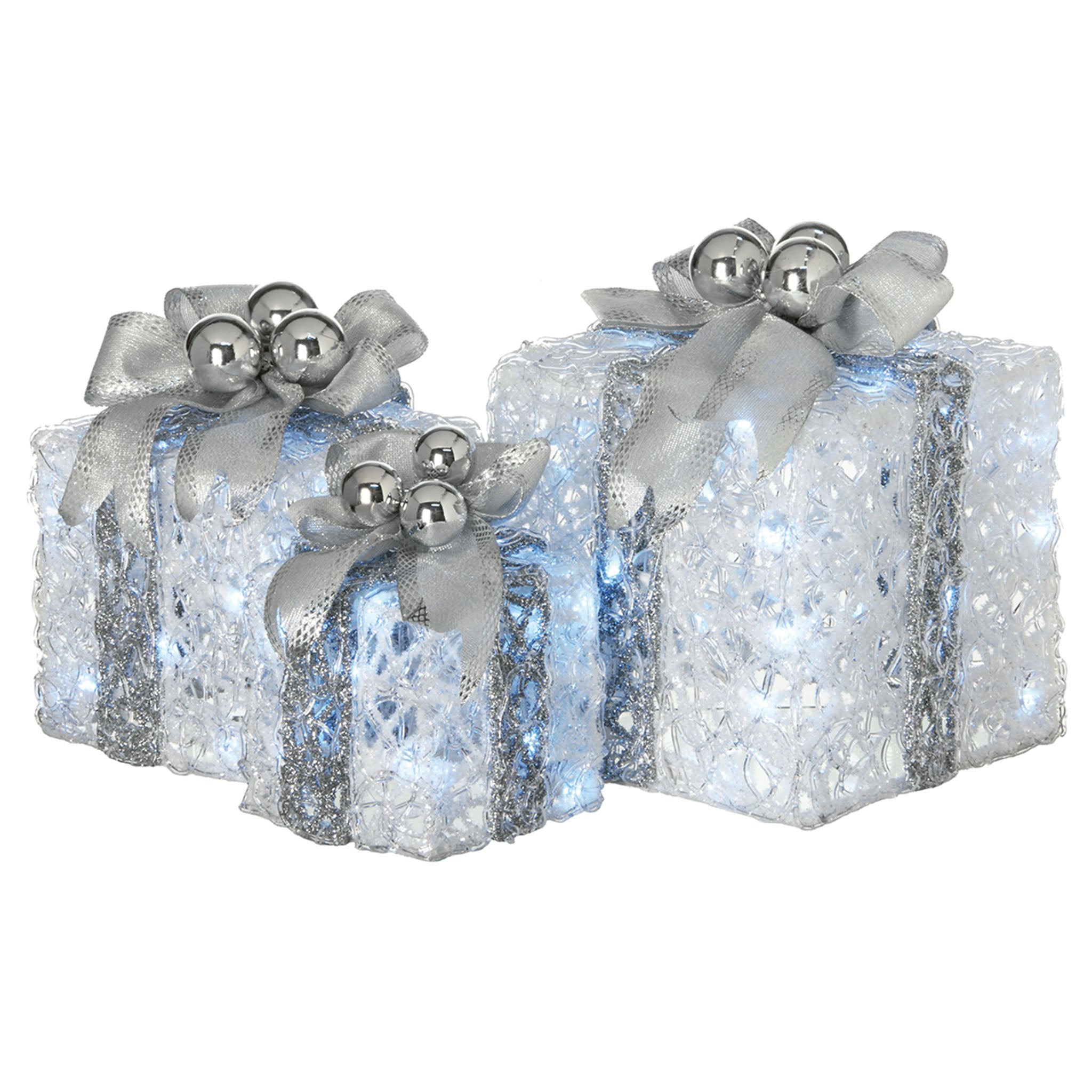 Pre-Lit Decorated White Gift Box Assortment - Thumbnail 3