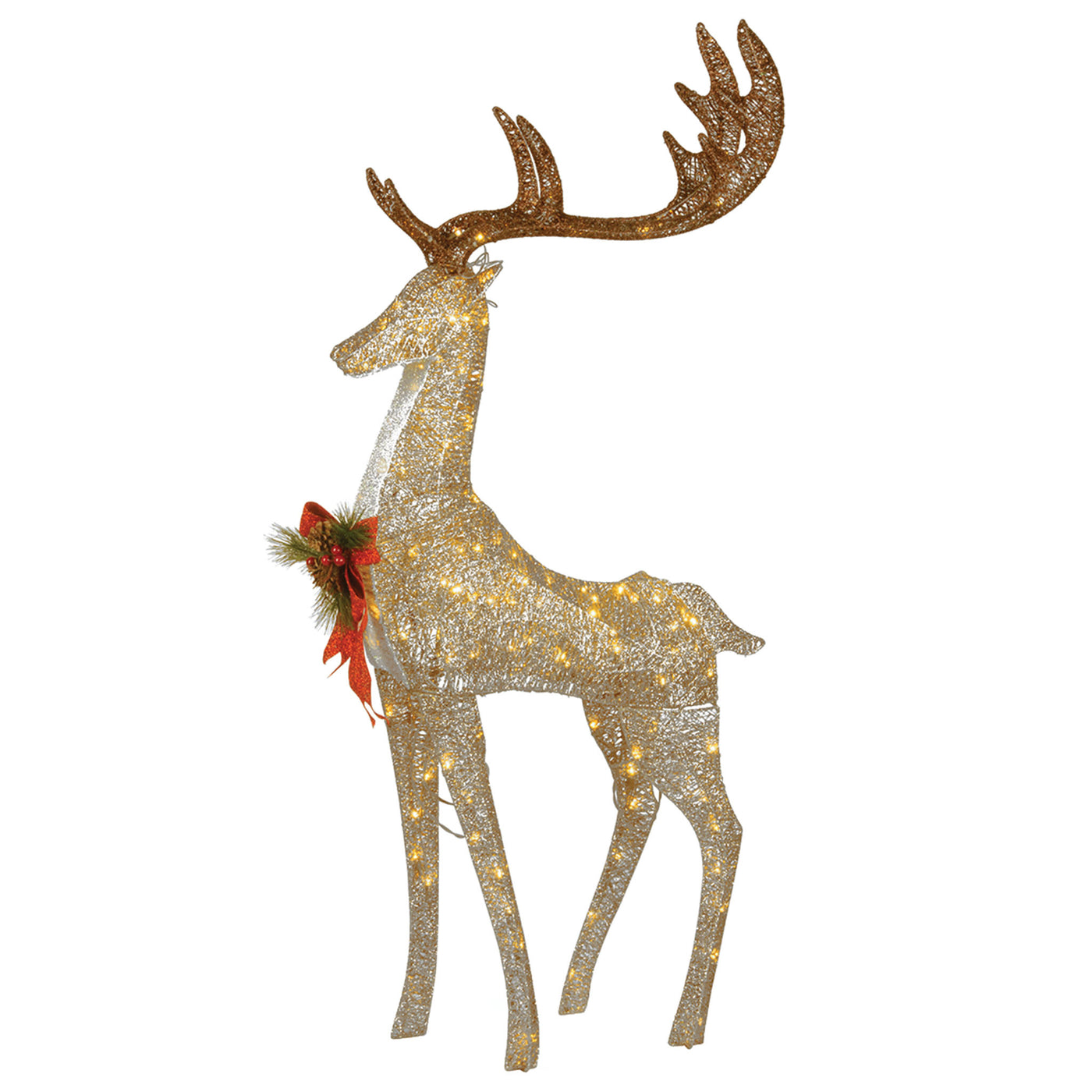 55 in. Pre-lit Crystal Champagne Standing Buck - National Tree Company