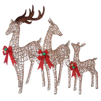 60 in., 52 in. and 36 in. Champagne Glitter Deer Family with 370 Warm White LED Lights - National Tree Company