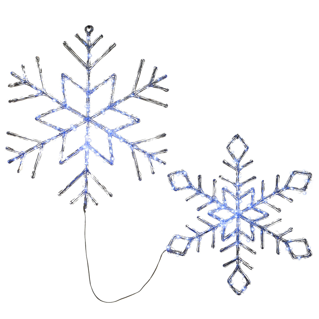 LED Light Ice Crystal Snowflakes, Set of 2