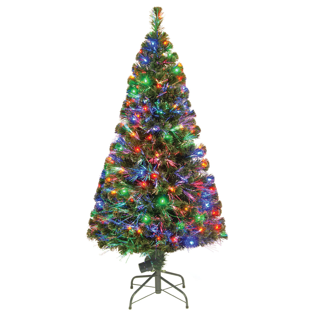 Artificial Christmas Tree, Green, Evergreen, Fiber Optic, Includes Stand, 5 Feet