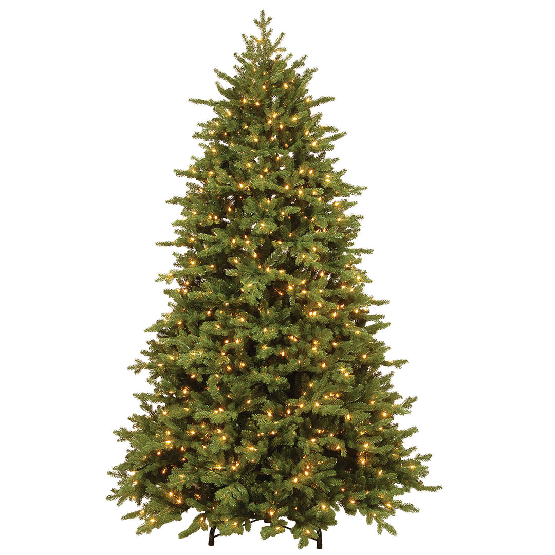National Tree Company Pre-Lit 'Feel Real' Artificial Full Christmas Tree, Green, Princeton Fraser Fir, Dual Color LED Lights, Includes PowerConnect and Stand, 7.5 Feet