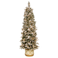 6 ft. Pre-Lit Frosted Colonial Slim Half Tree with Clear Lights - National Tree Company