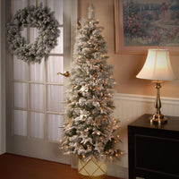 6 ft. Pre-Lit Frosted Colonial Slim Half Tree with Clear Lights - National Tree Company