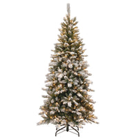 7.5 ft. Pre-Lit Snowy Mountain Pine Slim Tree with Clear Lights - National Tree Company