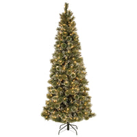 7.5 ft. Pre-Lit Glittery Bristle Slim Tree with LED Lights - National Tree Company