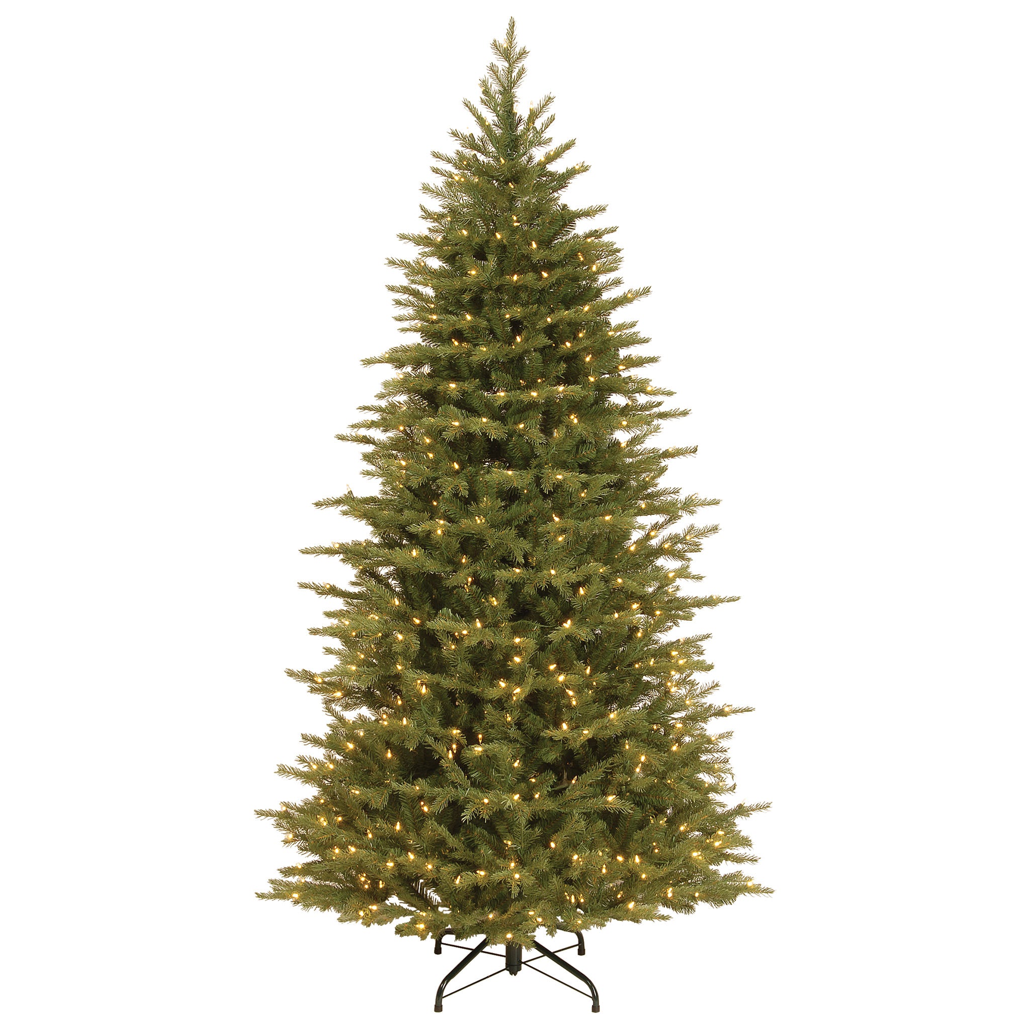 Pre-Lit 'Feel Real' Artificial Slim Christmas Tree, Green, Nordic Spruce, White Lights, Includes Stand, 7.5 feet