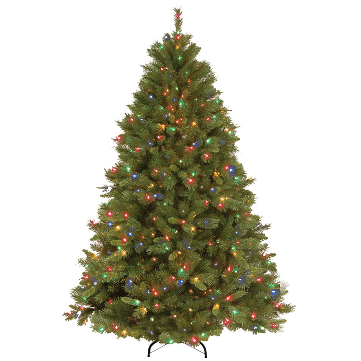 Pre-Lit Artificial Full Christmas Tree, Green, Winchester Pine, Multicolor Lights, Includes Stand, 7.5 Feet