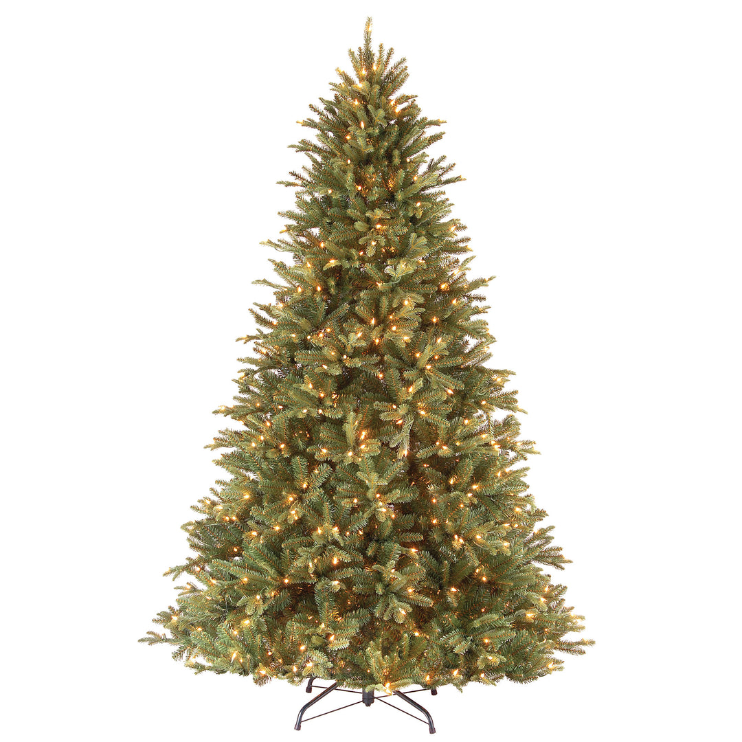 Pre-Lit 'Feel Real' Artificial Medium Christmas Tree, Gren, Tiffany Fir, White Lights, Includes Stand, 7.5 Feet