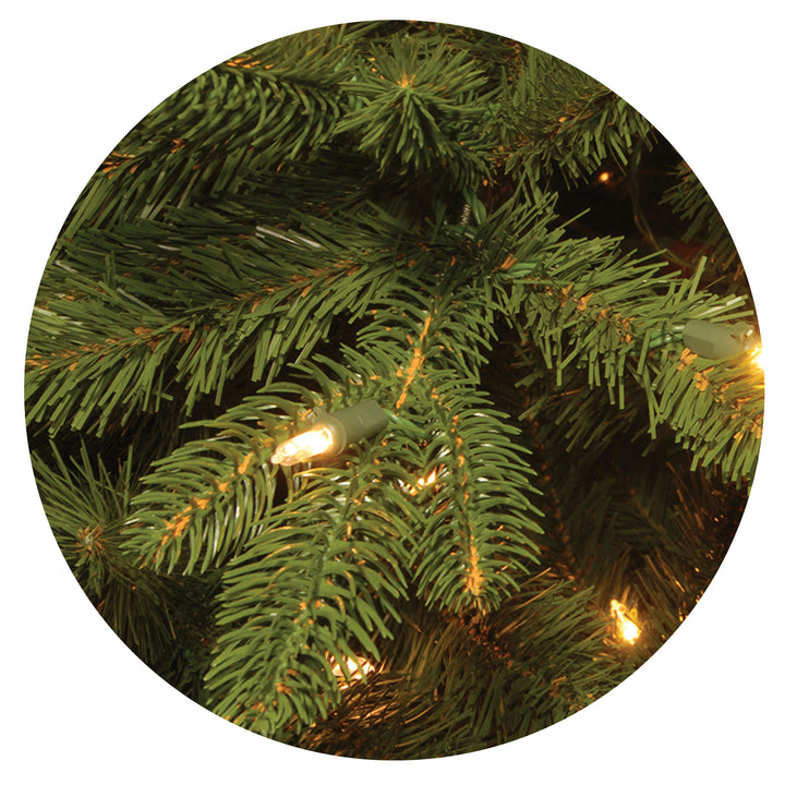 Pre-Lit 'Feel Real' Artificial Christmas Tree, Ridgewood Spruce, Green, White Lights, Includes Stand, 7.5 Feet