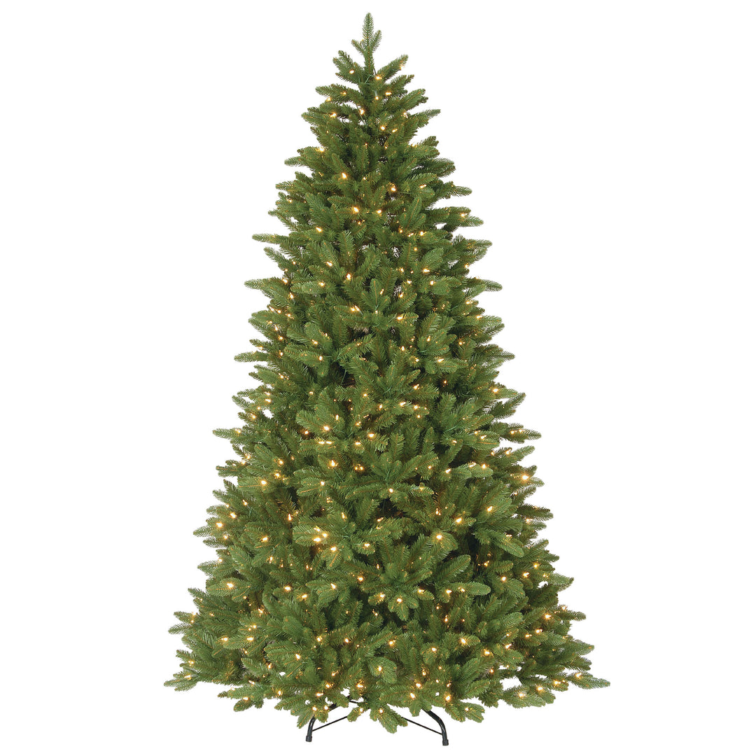 Pre-Lit 'Feel Real' Artificial Christmas Tree, Ridgewood Spruce, Green, White Lights, Includes Stand, 7.5 Feet