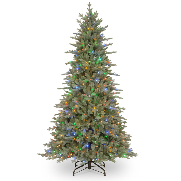 Pre-Lit 'Feel Real' Artificial Christmas Tree, Buckingham Spruce, Blue, White Lights, Includes Stand, 7.5 Feet
