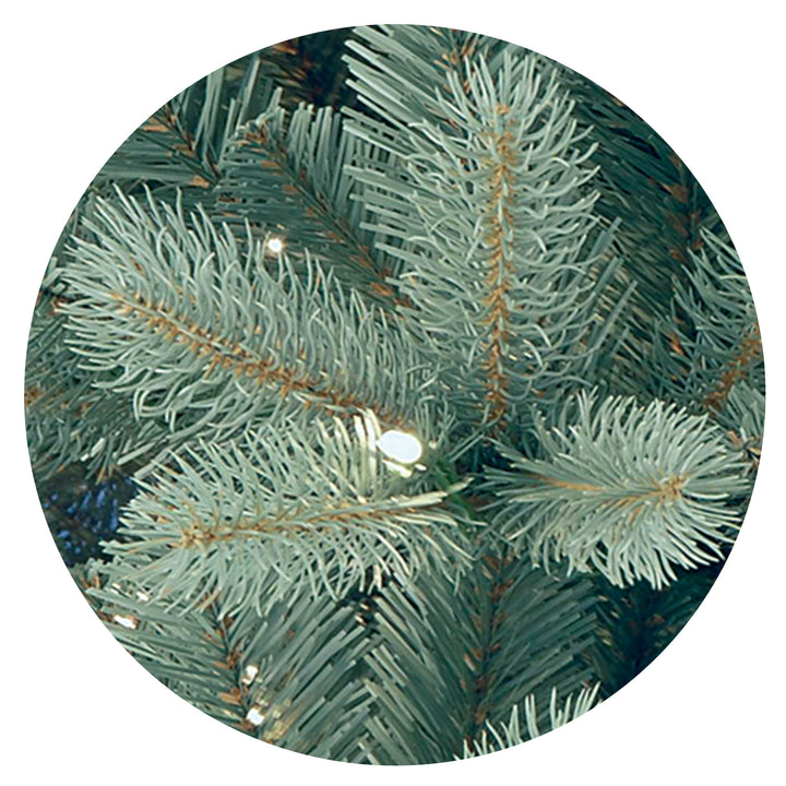 Pre-Lit 'Feel Real' Artificial Full Downswept Christmas Tree, Green, Douglas Blue Fir, White Lights, Includes Stand, 7.5 feet
