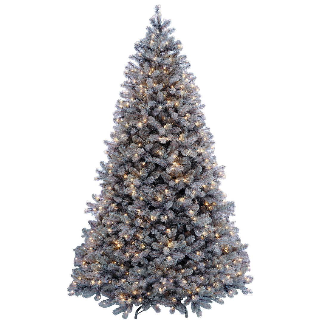 Pre-Lit 'Feel Real' Artificial Full Downswept Christmas Tree, Green, Douglas Blue Fir, White Lights, Includes Stand, 7.5 feet