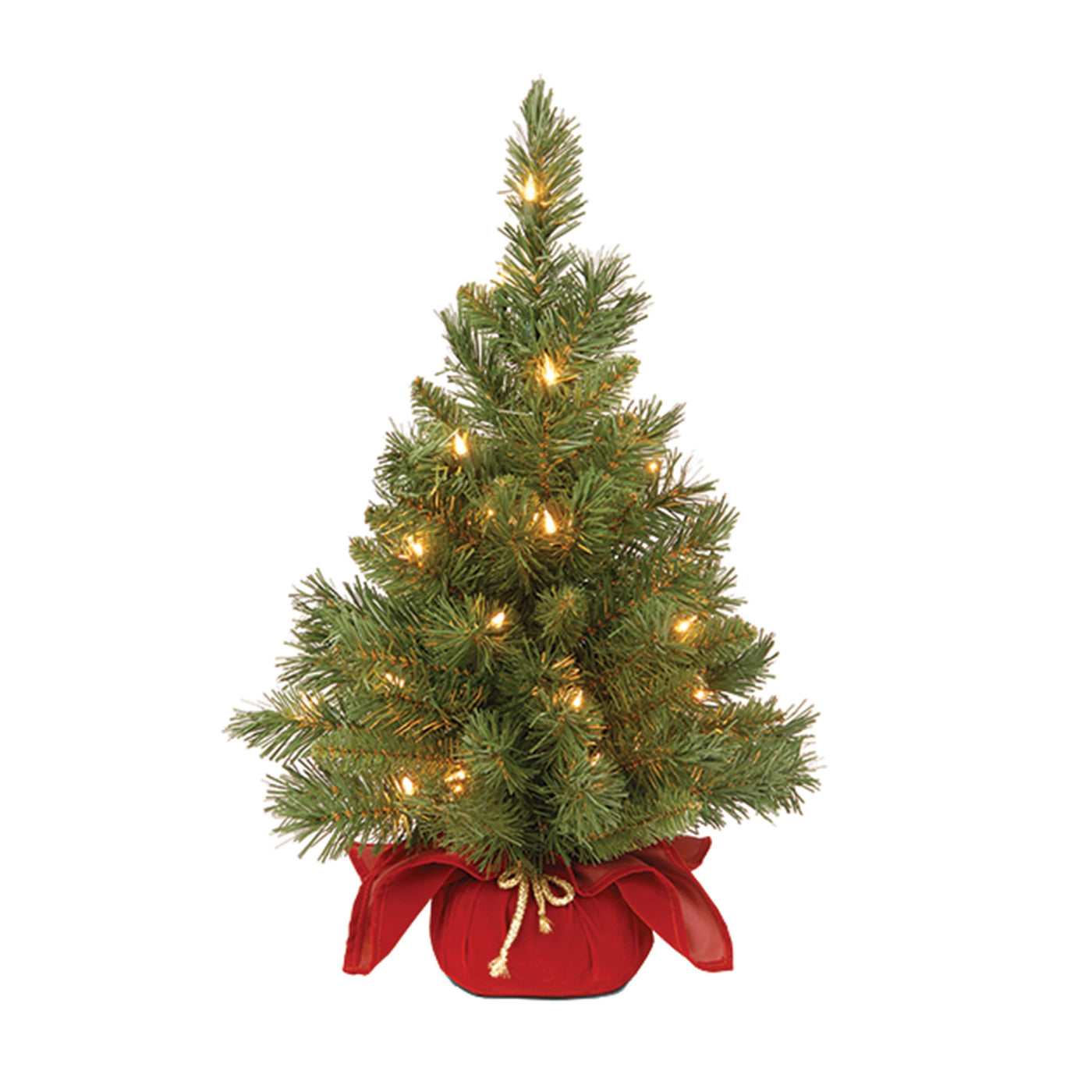 2 ft. Pre-Lit Majestic Fir Tree with Clear Lights, Burgandy Base - National Tree Company