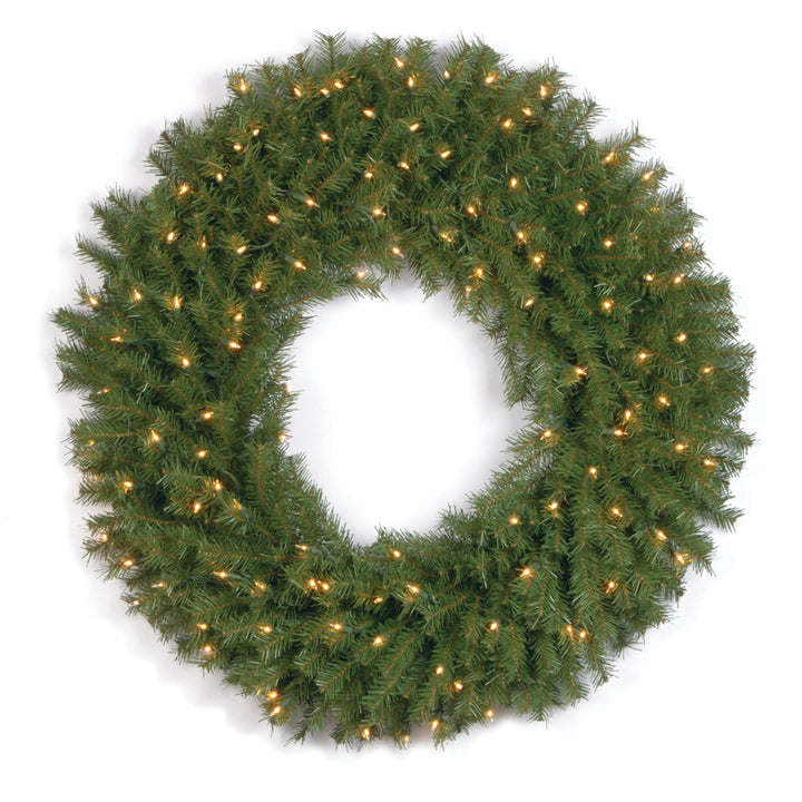 Pre-Lit Artificial Christmas Wreath, Green, Norwood Fir, White Lights, Christmas Collection, 36 Inches