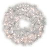 30 in. Pre-Lit Wispy Willow Grande White Wreath with Clear Lights - National Tree Company