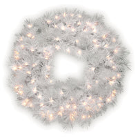 30 in. Pre-Lit Wispy Willow Grande White Wreath with Clear Lights - National Tree Company