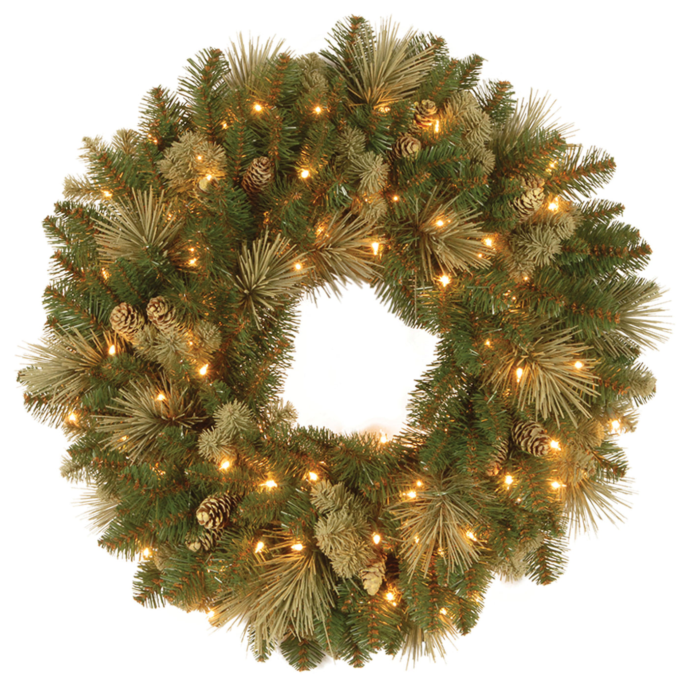 24 in. Pre-Lit Carolina Pine Wreath with Clear Lights - National Tree Company